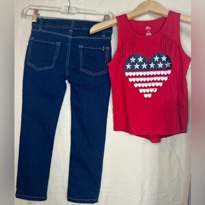 Buffalo David Bitton Red Heart Tank and Blue Jeans Set
